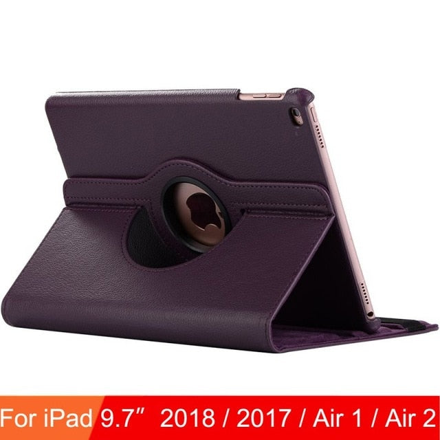 360 Degree Rotating Leather Smart Cover Case for Apple iPad Air 1 Air 2 5 6 New iPad 9.7 2017 2018 5th 6th Generation