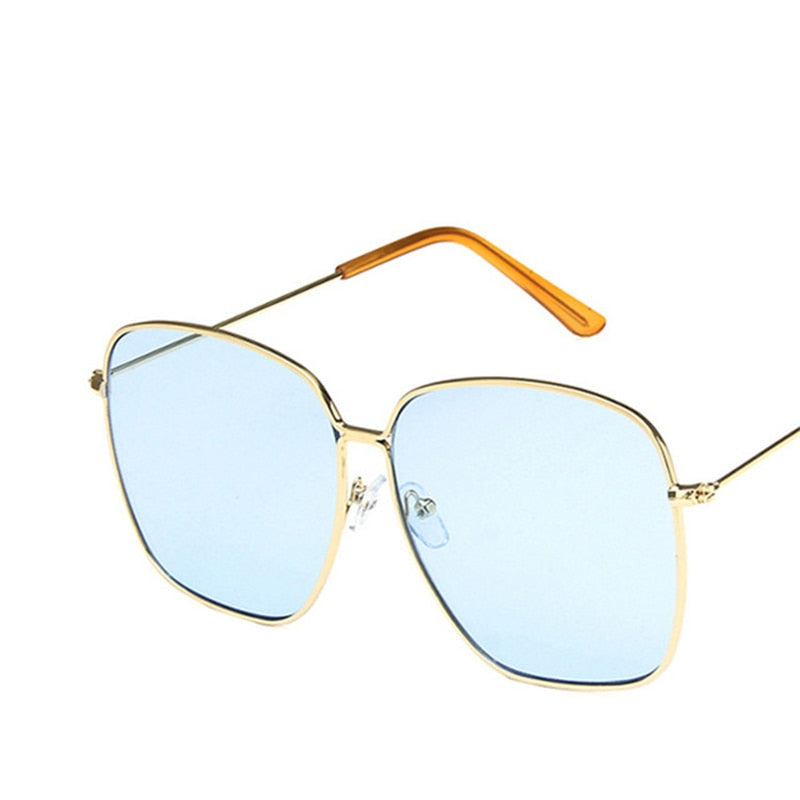 Large frame Square Women Sunglasses Classic Retro Street Beat Metal Mirror Glasses-Unisex