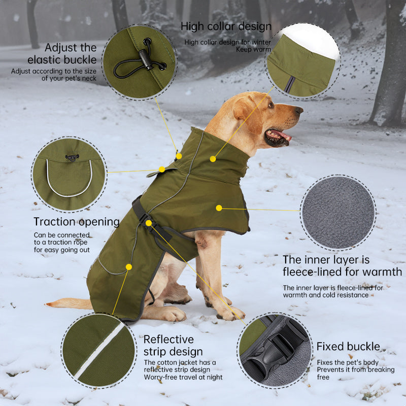 Waterproof Dog Jacket with Fleece Lining for Cold & Outdoor