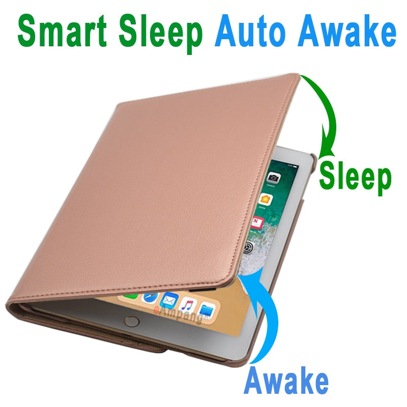 360 Degree Rotating Leather Smart Cover Case for Apple iPad Air 1 Air 2 5 6 New iPad 9.7 2017 2018 5th 6th Generation