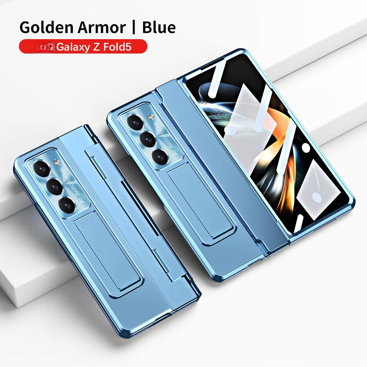 Samsung zfold 5 phone case FOLD4 flat hinge folding protective cover FOLD3 solid color bracket anti drop