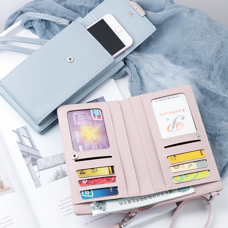 Women's Casual Wallet Brand Cell Phone Wallet Big Card Holders Wallet Handbag Purse Clutch Messenger Shoulder Straps Bag