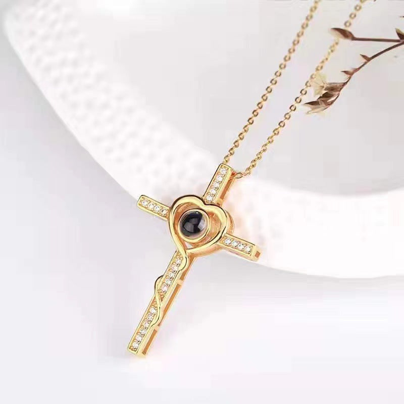 Heart shaped Cross Necklace for men and women-fashionable and simple cross necklace