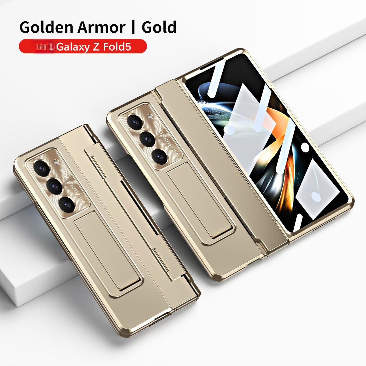 Samsung zfold 5 phone case FOLD4 flat hinge folding protective cover FOLD3 solid color bracket anti drop