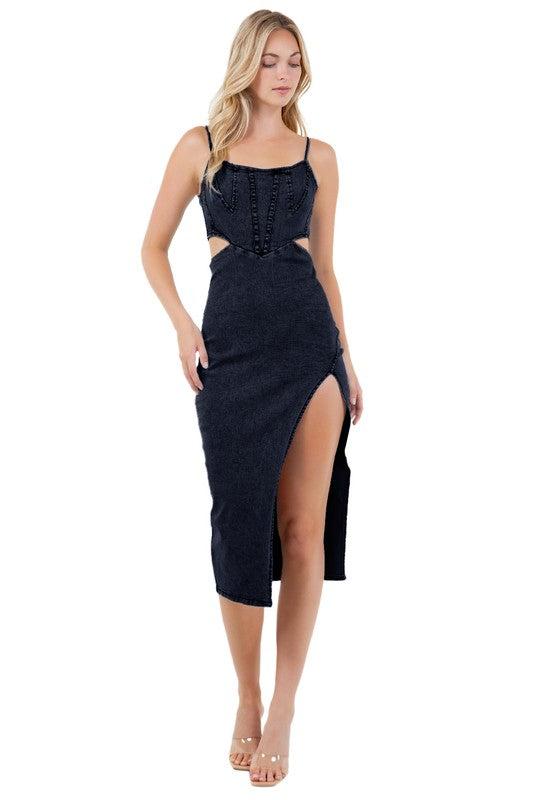 Women's Fashion Denim Maxi Dress