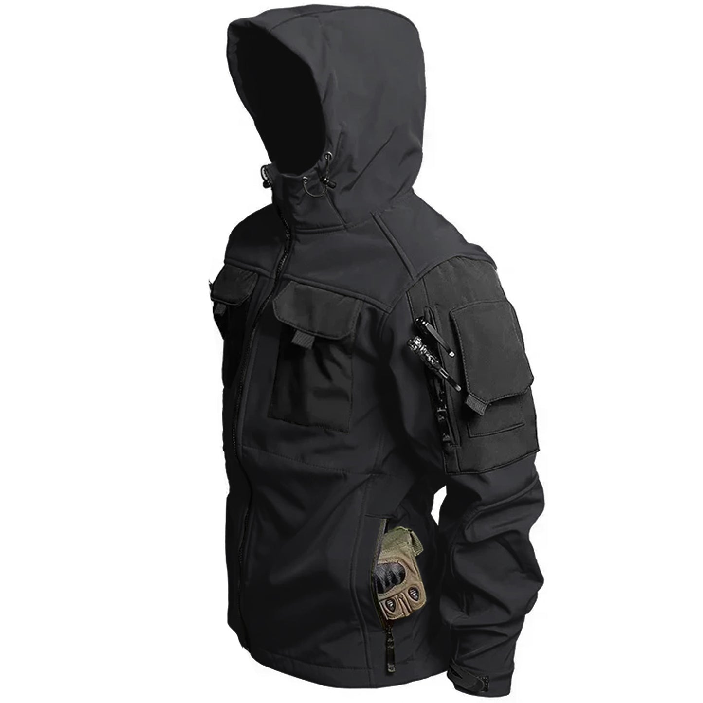 Tactical jacket for men-thick and warm outdoor military enthusiast waterproof hooded mountaineering suit