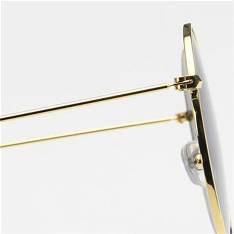 Large frame Square Women Sunglasses Classic Retro Street Beat Metal Mirror Glasses-Unisex