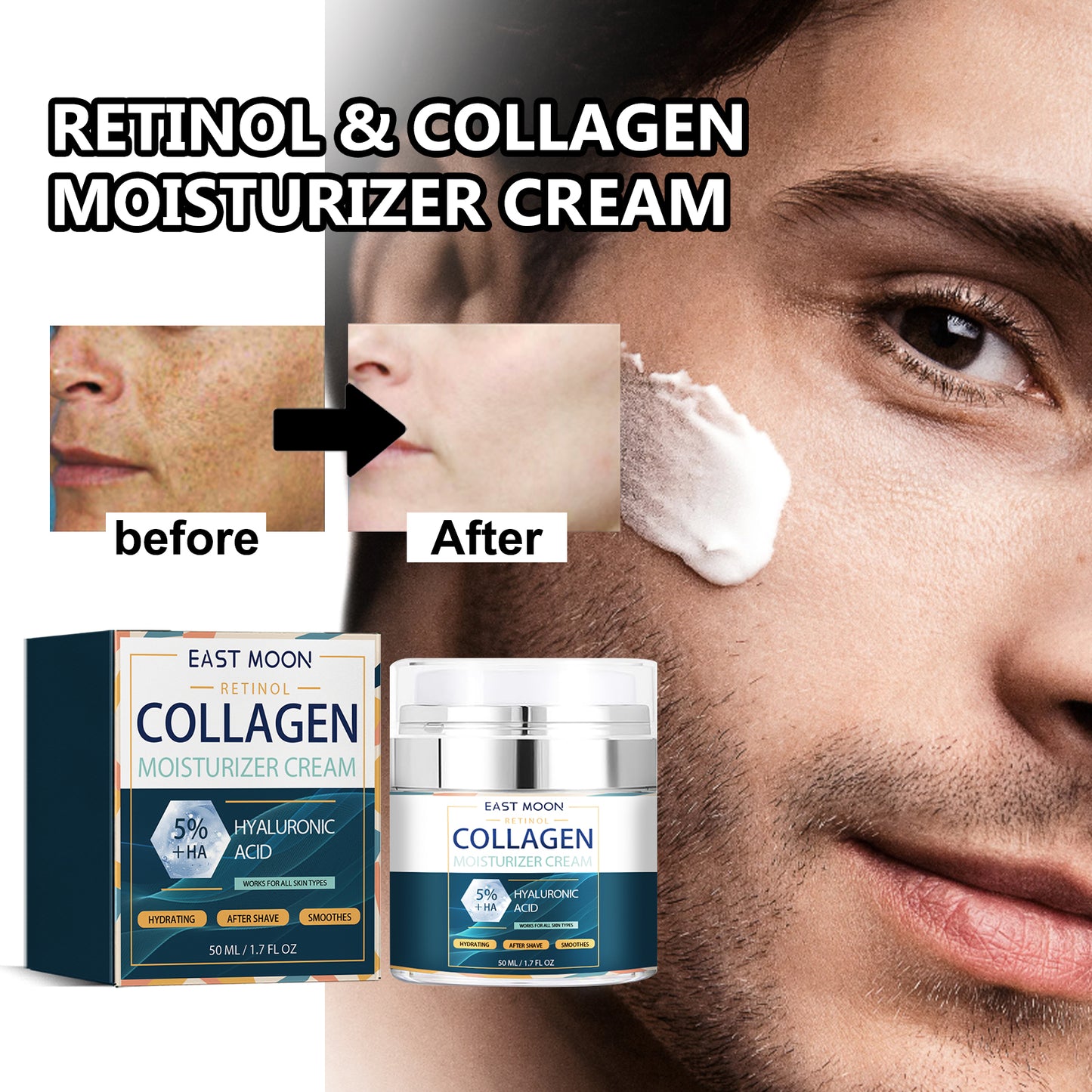 East Moon For Men Collagen Hydrating Facial Moisturizing And Brightening Skin Cream