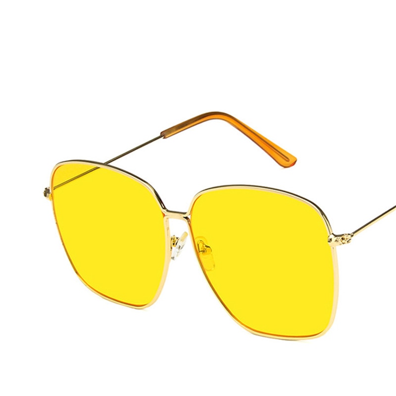 Large frame Square Women Sunglasses Classic Retro Street Beat Metal Mirror Glasses-Unisex