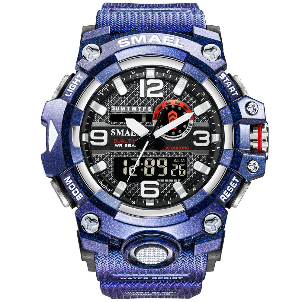 SMAEL 8035 Men Sport Watches Dual Time Digital Watch Quartz 50m Waterproof Watch