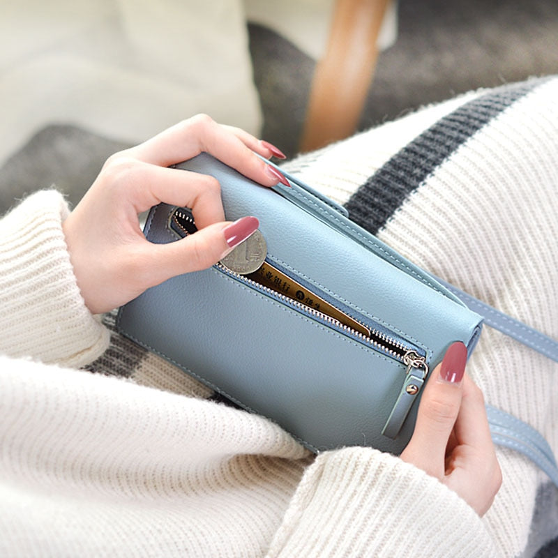 Women's Casual Wallet Brand Cell Phone Wallet Big Card Holders Wallet Handbag Purse Clutch Messenger Shoulder Straps Bag