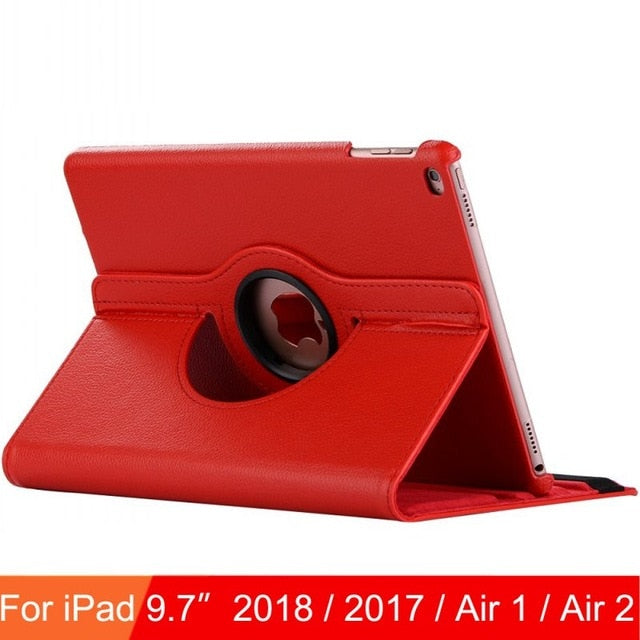 360 Degree Rotating Leather Smart Cover Case for Apple iPad Air 1 Air 2 5 6 New iPad 9.7 2017 2018 5th 6th Generation