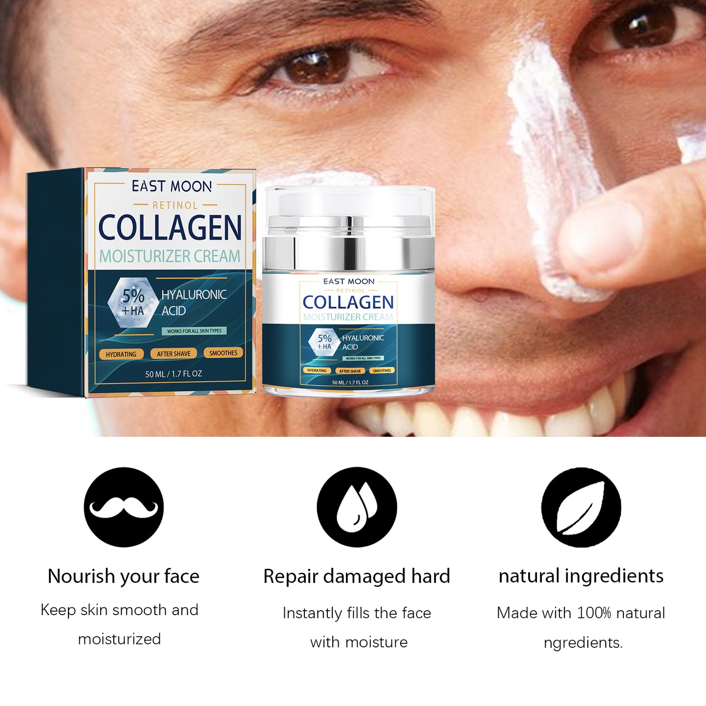 East Moon For Men Collagen Hydrating Facial Moisturizing And Brightening Skin Cream