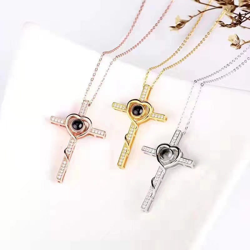 Heart shaped Cross Necklace for men and women-fashionable and simple cross necklace