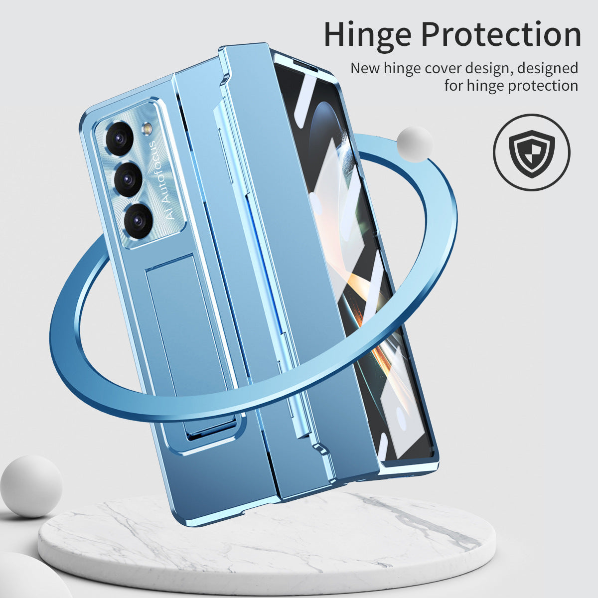 Samsung zfold 5 phone case FOLD4 flat hinge folding protective cover FOLD3 solid color bracket anti drop