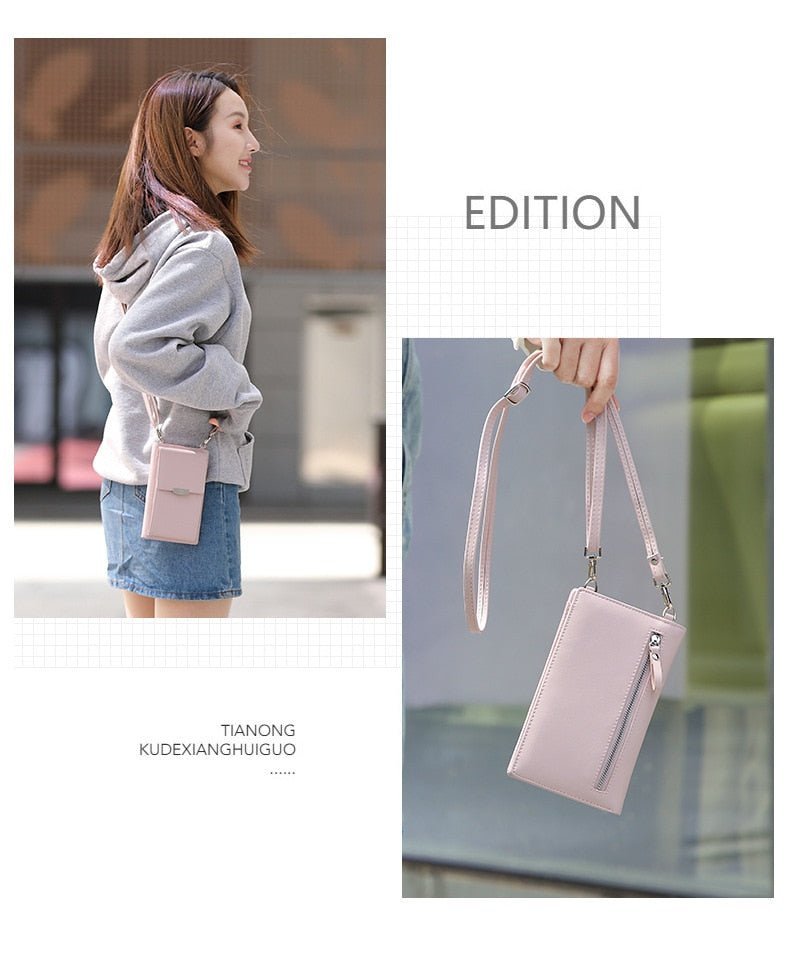 Women's Casual Wallet Brand Cell Phone Wallet Big Card Holders Wallet Handbag Purse Clutch Messenger Shoulder Straps Bag