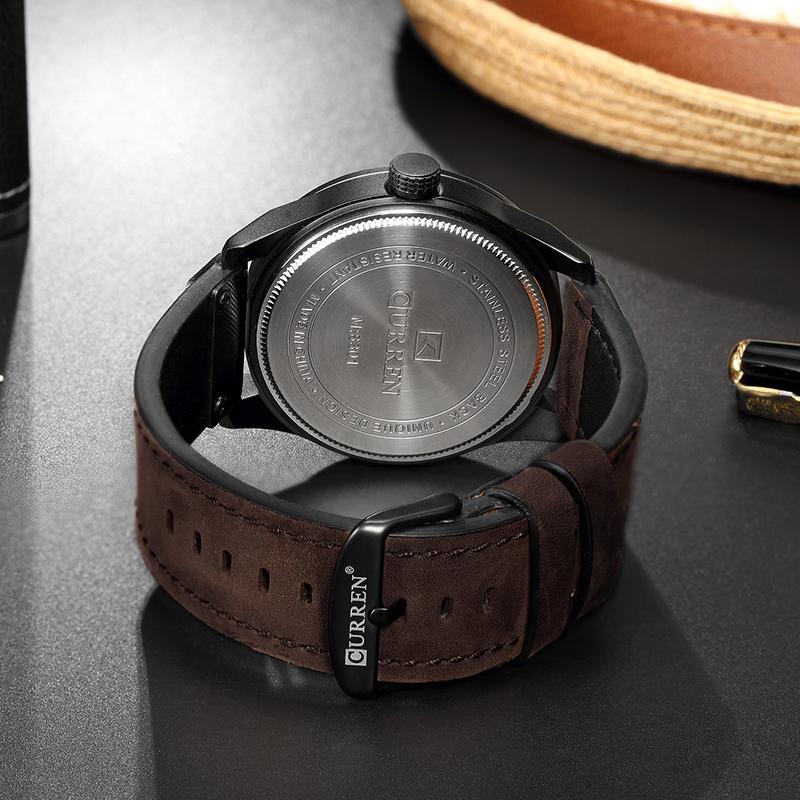 CURREN men's Leather Quartz Wrist Watch