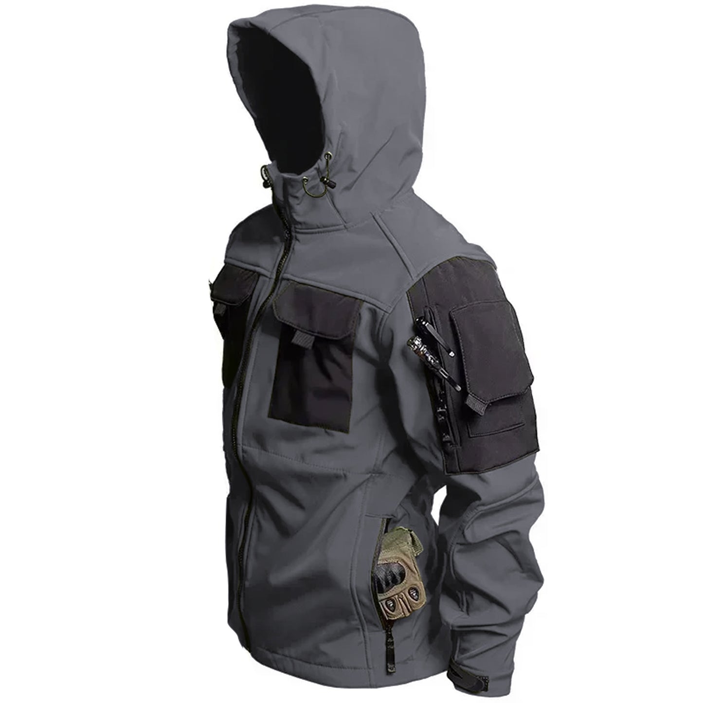 Tactical jacket for men-thick and warm outdoor military enthusiast waterproof hooded mountaineering suit