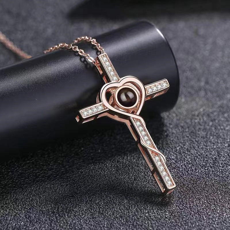 Heart shaped Cross Necklace for men and women-fashionable and simple cross necklace