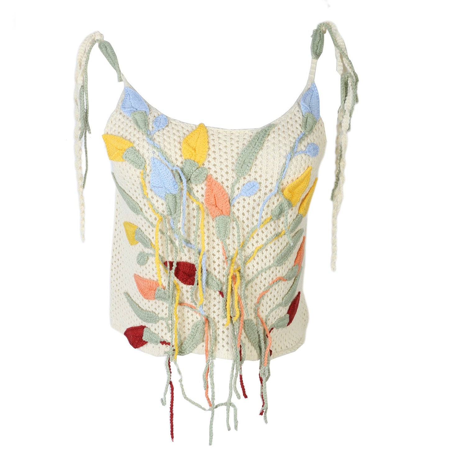 Strap Knitted Shirt Women's Top Heavy duty Hand Hook Flower Knitted Shirt