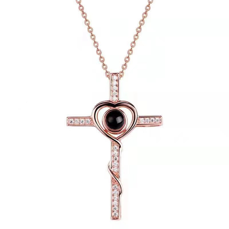 Heart shaped Cross Necklace for men and women-fashionable and simple cross necklace