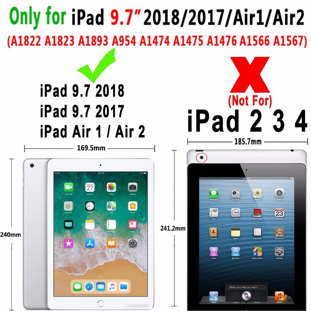 360 Degree Rotating Leather Smart Cover Case for Apple iPad Air 1 Air 2 5 6 New iPad 9.7 2017 2018 5th 6th Generation