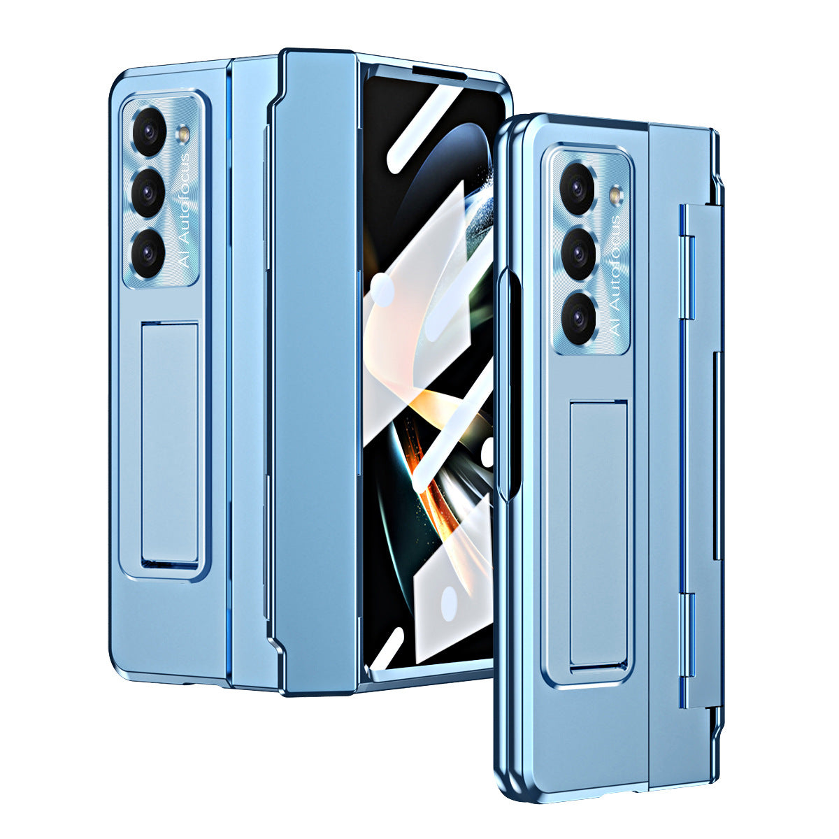 Samsung zfold 5 phone case FOLD4 flat hinge folding protective cover FOLD3 solid color bracket anti drop