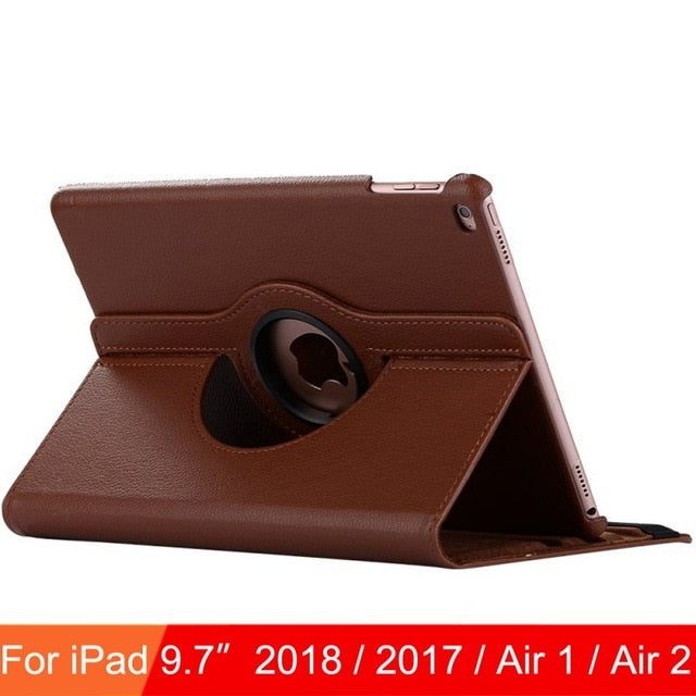 360 Degree Rotating Leather Smart Cover Case for Apple iPad Air 1 Air 2 5 6 New iPad 9.7 2017 2018 5th 6th Generation