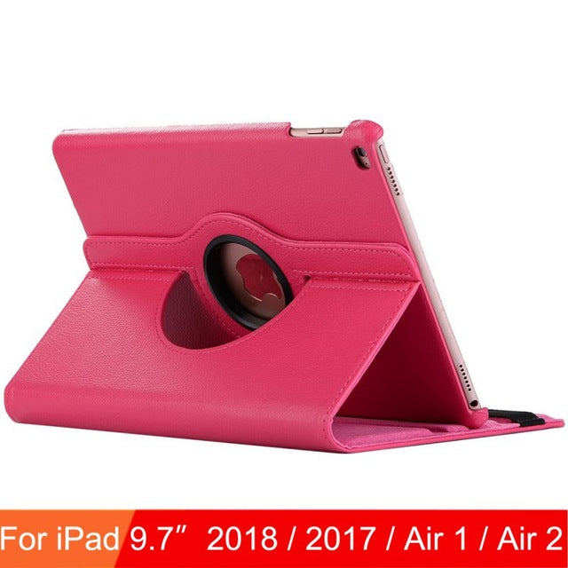 360 Degree Rotating Leather Smart Cover Case for Apple iPad Air 1 Air 2 5 6 New iPad 9.7 2017 2018 5th 6th Generation
