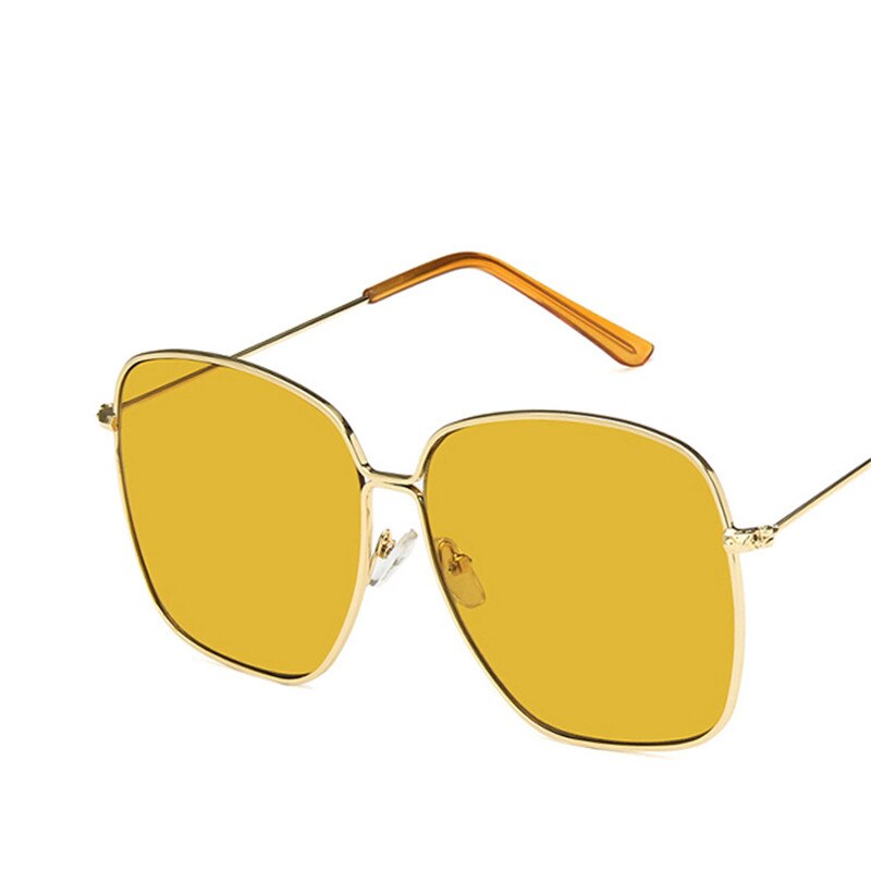 Large frame Square Women Sunglasses Classic Retro Street Beat Metal Mirror Glasses-Unisex