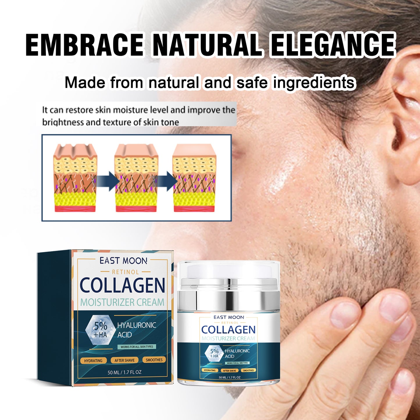 East Moon For Men Collagen Hydrating Facial Moisturizing And Brightening Skin Cream