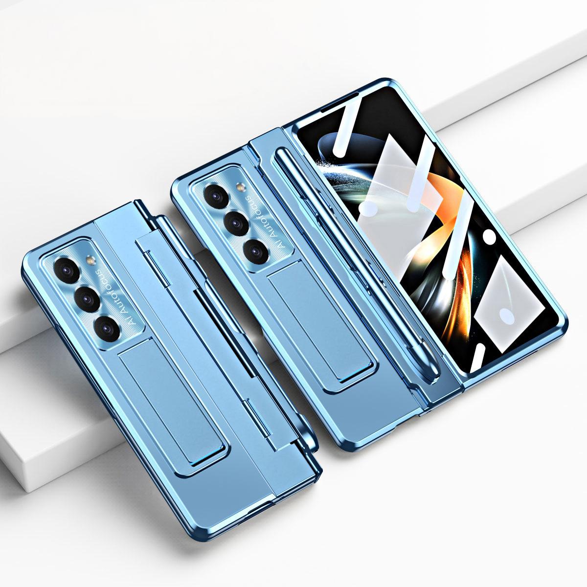 Samsung zfold 5 phone case FOLD4 flat hinge folding protective cover FOLD3 solid color bracket anti drop