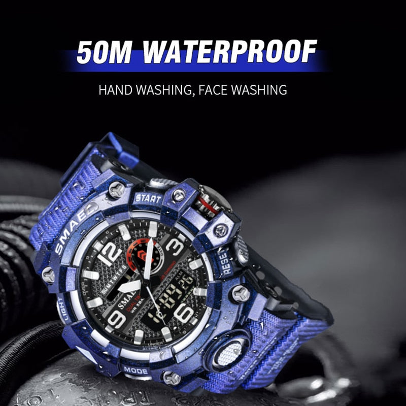 SMAEL 8035 Men Sport Watches Dual Time Digital Watch Quartz 50m Waterproof Watch
