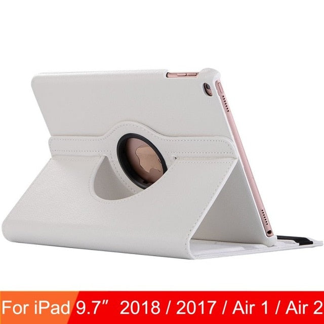 360 Degree Rotating Leather Smart Cover Case for Apple iPad Air 1 Air 2 5 6 New iPad 9.7 2017 2018 5th 6th Generation