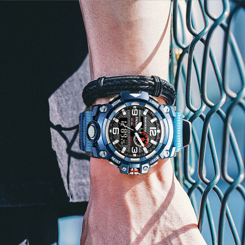 SMAEL 8035 Men Sport Watches Dual Time Digital Watch Quartz 50m Waterproof Watch