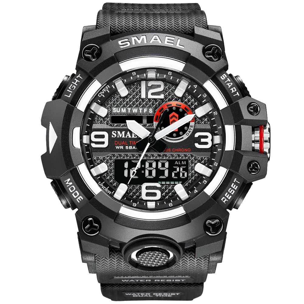 SMAEL 8035 Men Sport Watches Dual Time Digital Watch Quartz 50m Waterproof Watch