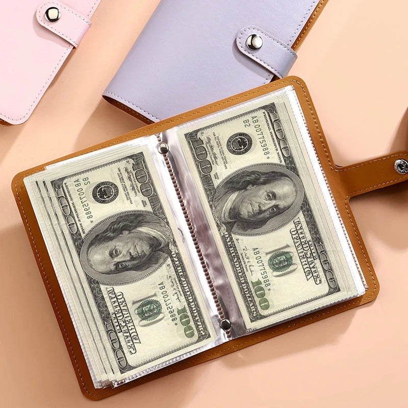 Versatile 100 - envelope savings book. Doubles as banknote album, money - saving organizer & photocard holder