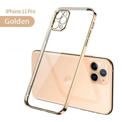 New Square Plating Soft Case For iPhone 11 Pro 11Pro Max Transparent Clear Phone Case Cover