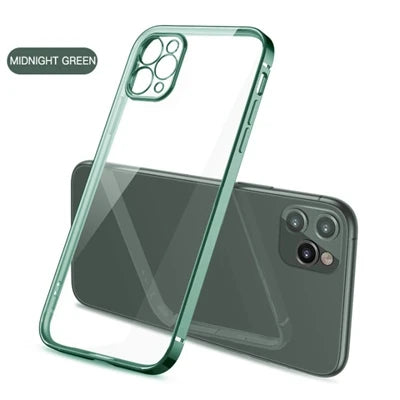 New Square Plating Soft Case For iPhone 11 Pro 11Pro Max Transparent Clear Phone Case Cover