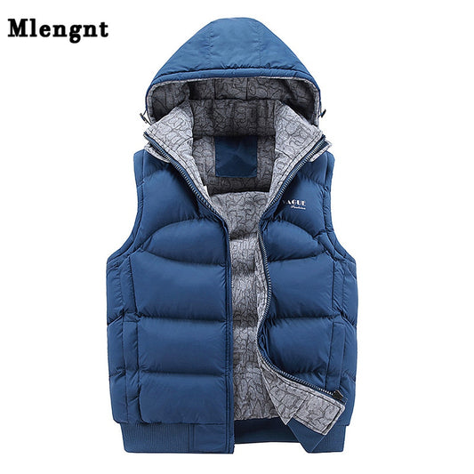 Fashion Sleeveless Jacket Men's Thickening 100% Cotton Vest Hat