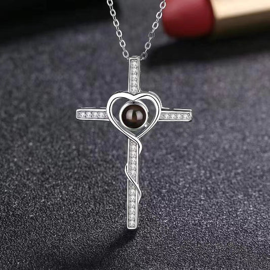 Heart shaped Cross Necklace for men and women-fashionable and simple cross necklace