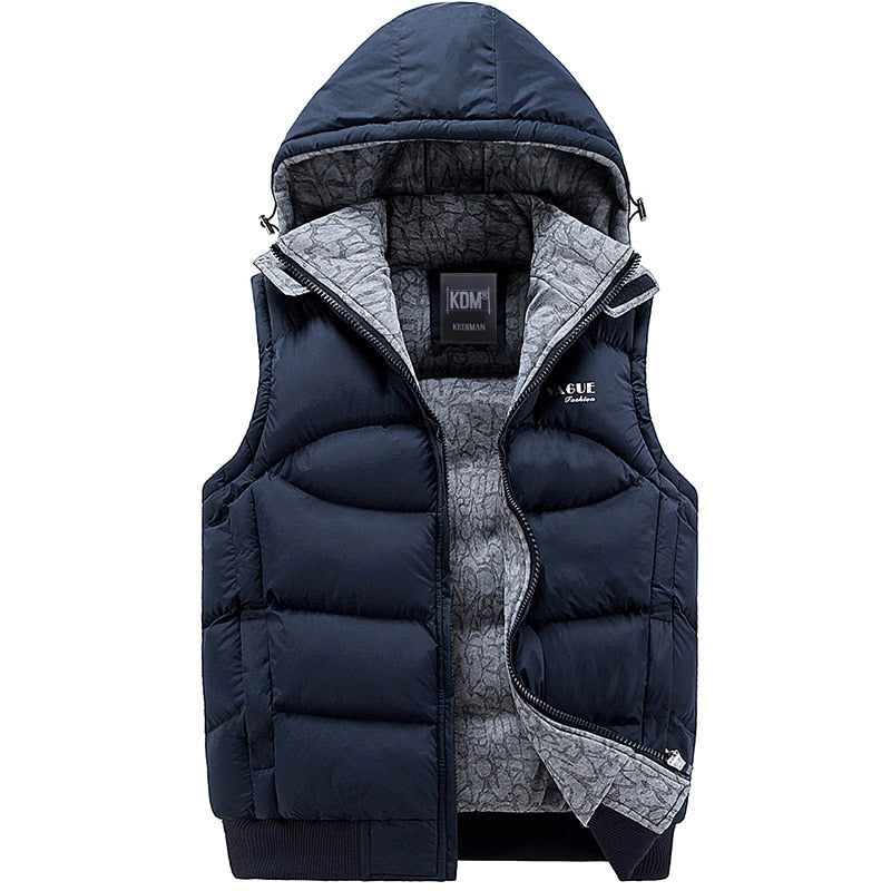 Fashion Sleeveless Jacket Men's Thickening 100% Cotton Vest Hat