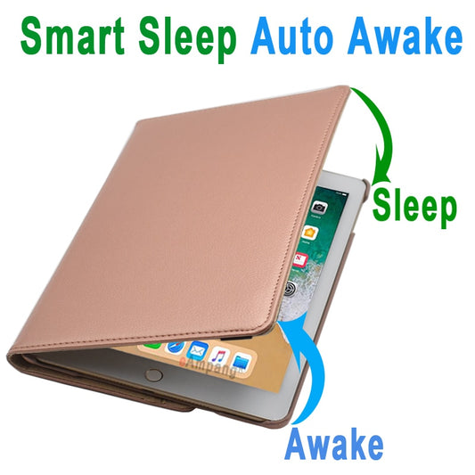 360 Degree Rotating Leather Smart Cover Case for Apple iPad Air 1 Air 2 5 6 New iPad 9.7 2017 2018 5th 6th Generation