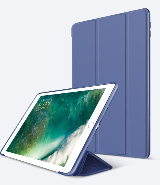 Case For iPad 9.7 inch Soft silicone bottom+PU Leather Smart Cover Auto Sleep (2017-2018)