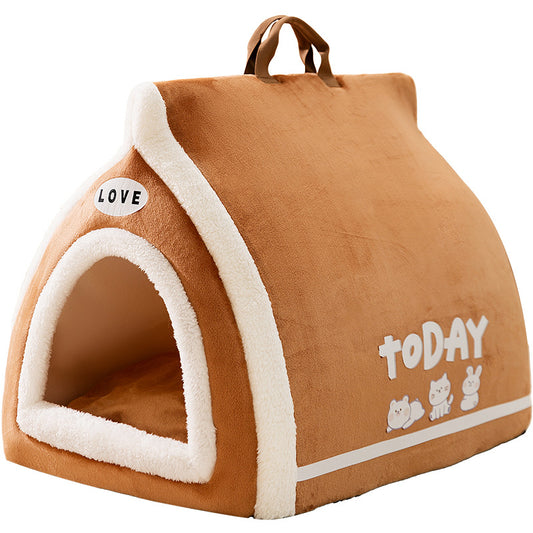 Toast bread pet open semi closed bed for cats and dogs