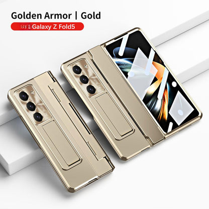Samsung zfold 5 phone case FOLD4 flat hinge folding protective cover FOLD3 solid color bracket anti drop