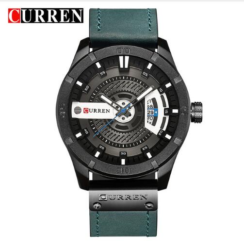 CURREN men's Leather Quartz Wrist Watch