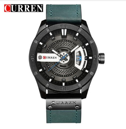 CURREN men's Leather Quartz Wrist Watch