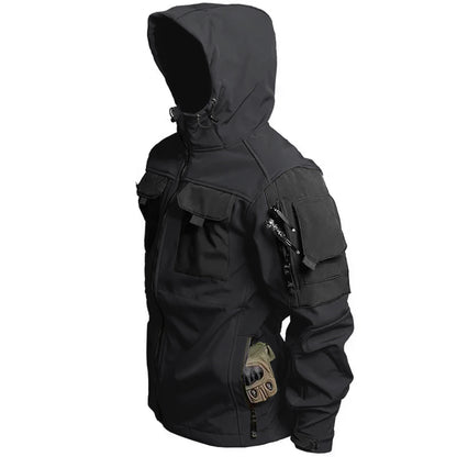 Tactical jacket for men-thick and warm outdoor military enthusiast waterproof hooded mountaineering suit