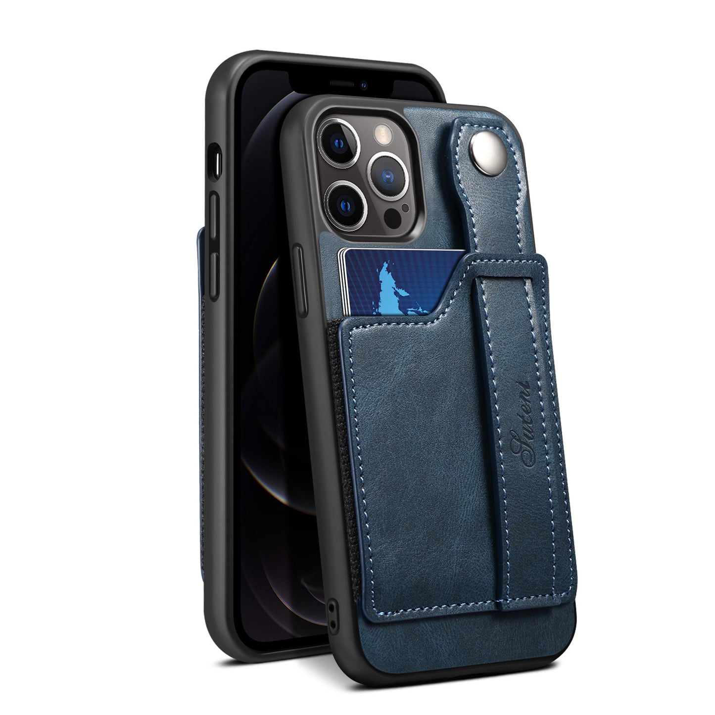 iPhone Case For 14ProMax Mobile Phone Case Apple iPhone 14Pro Plug-In Card Leather Case Wrist With Back Cover Type Protective Case